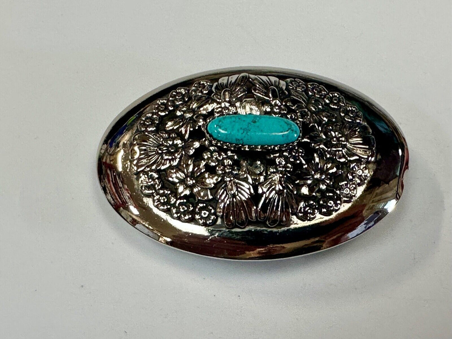 BC - B Cayaditto Zuni Native American Indian turquoise cab stone belt buckle
