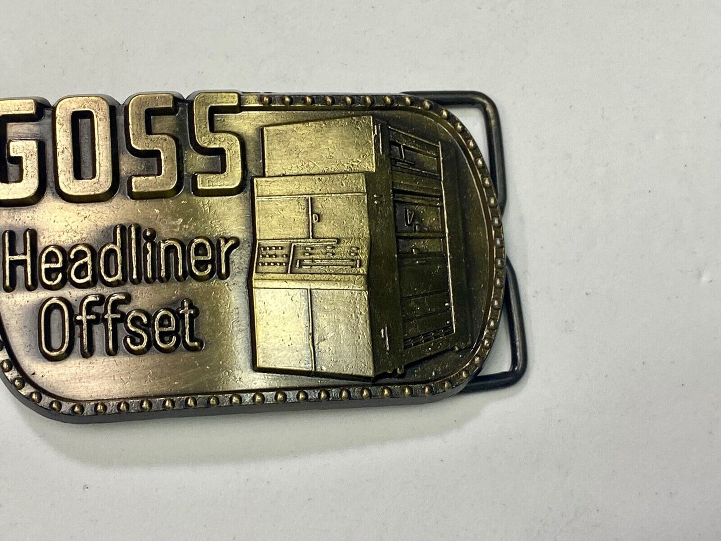 Vintage 1970S **Goss Headliner Offset** Advertisement Belt Buckle