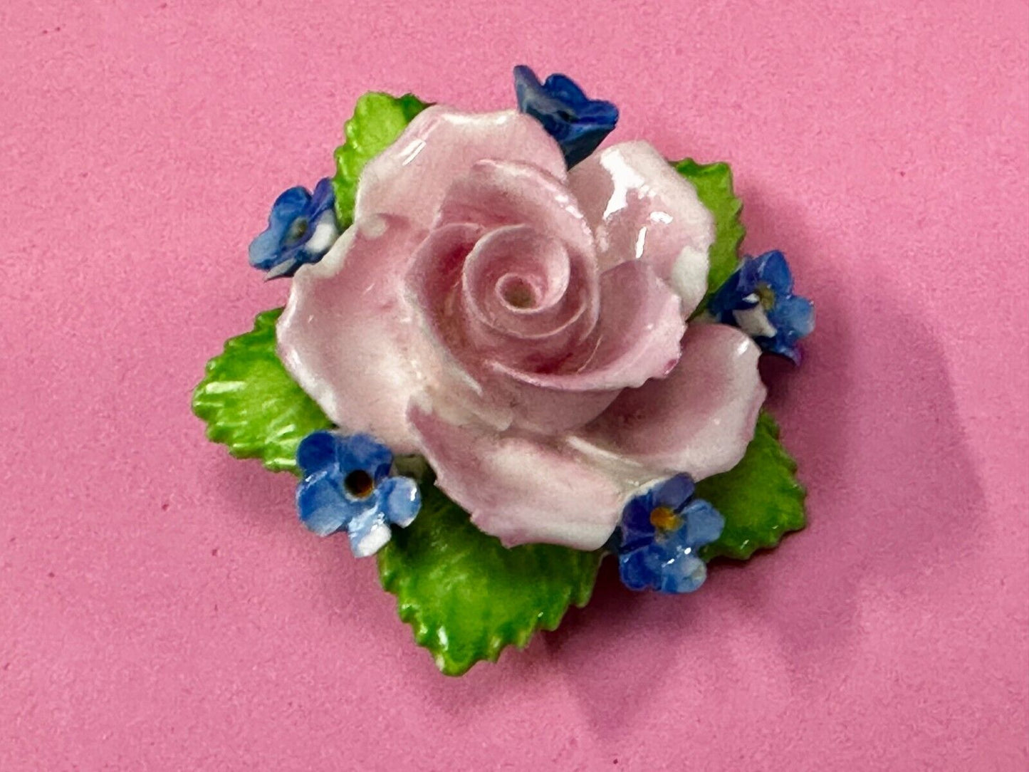 Beautiful Rose Flower Bouquet Brooch Pin Denton China Made in England