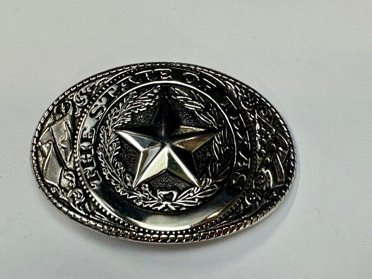 The Great State of Texas - Lone Star Flags seal silver & black color belt buckle