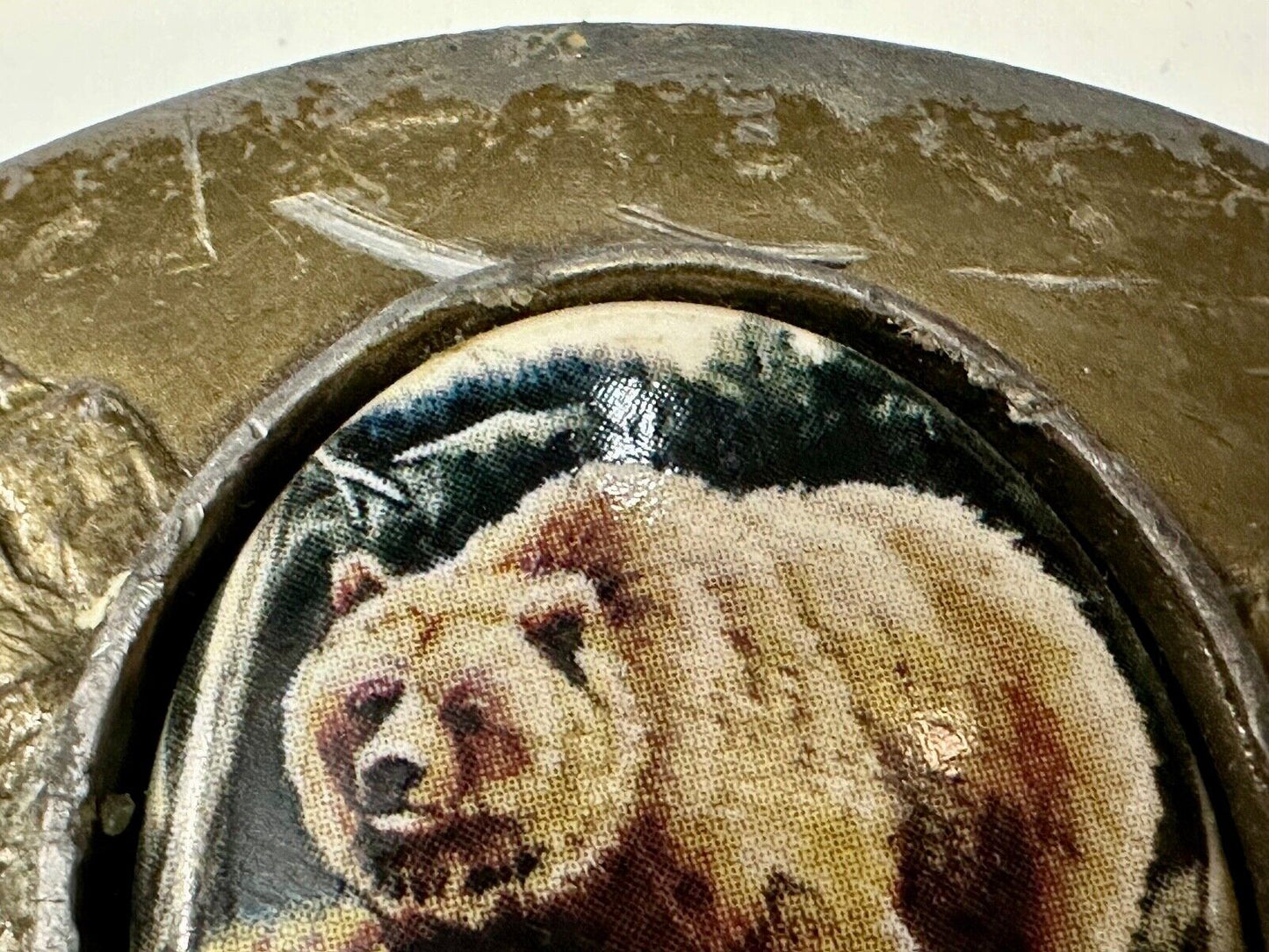 Bear Picture Art on Porcelain Cabochon Artist Julie Zsupnik Belt Buckle