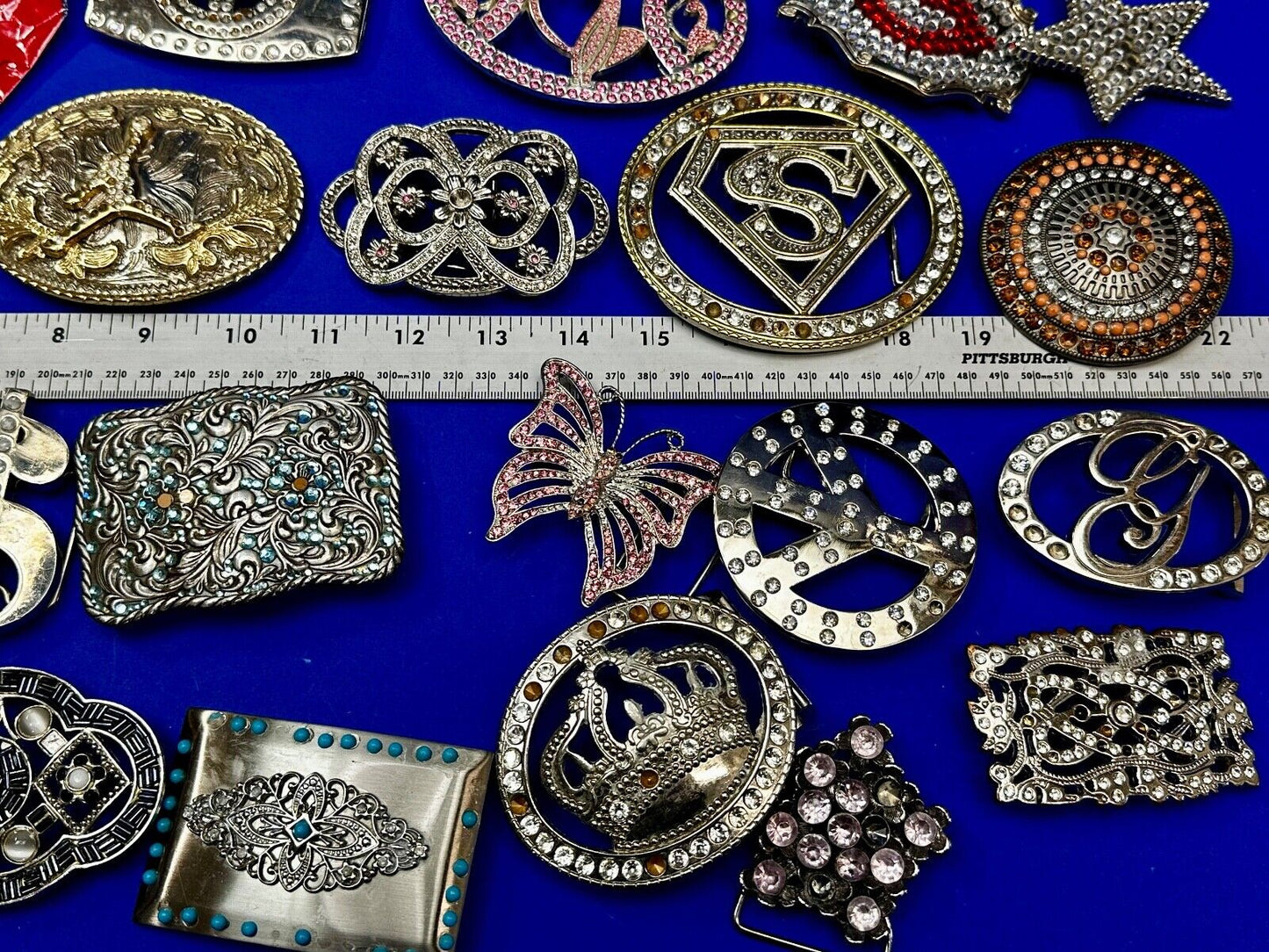 22 Bulk Lot Junk Drawer Grab Bag of REPAIR Belt Buckle - Missing Rhinestone's