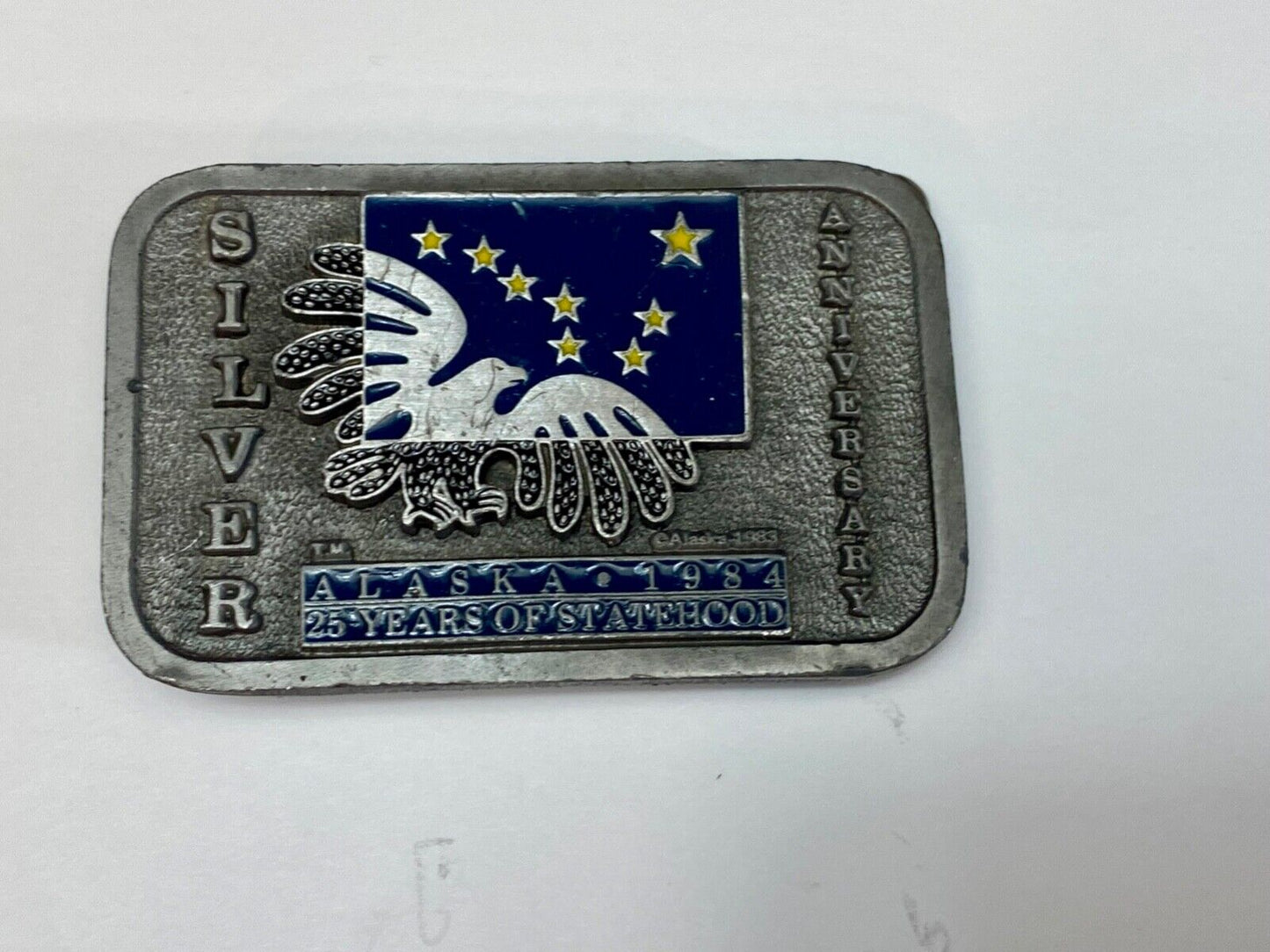 The great state of Alaska - Silver 25 year Anniversary belt buckle by Frontier