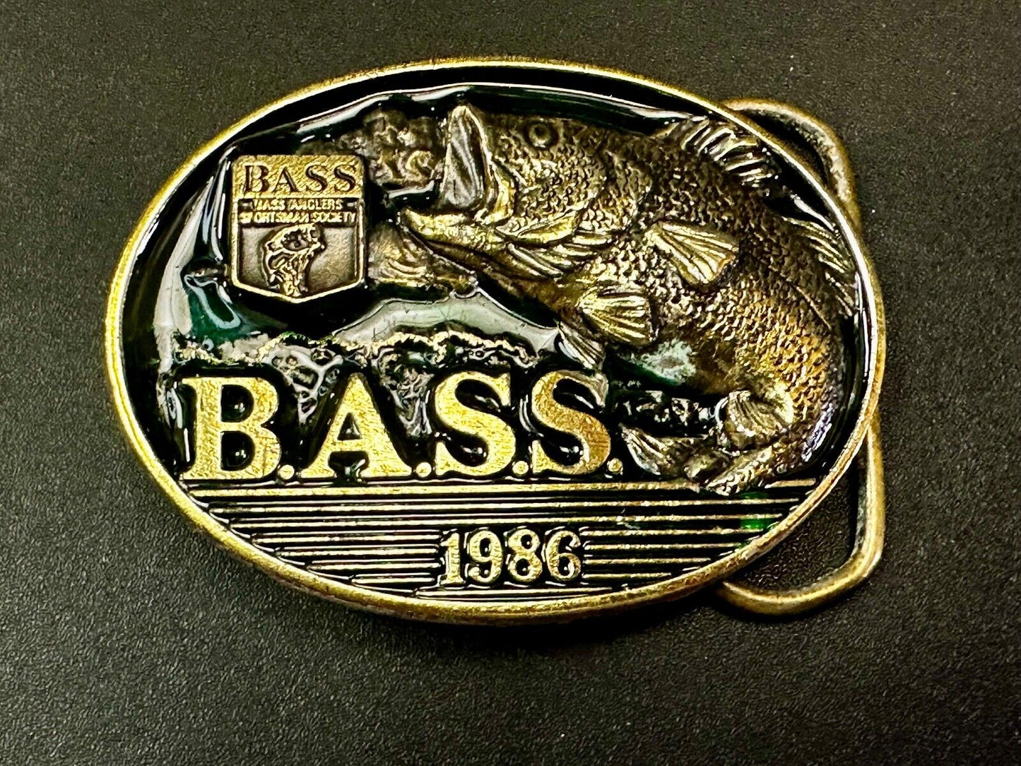 1996 BASS Anglers Sportsman Society Sport Fishing Fishermans Belt Buckle