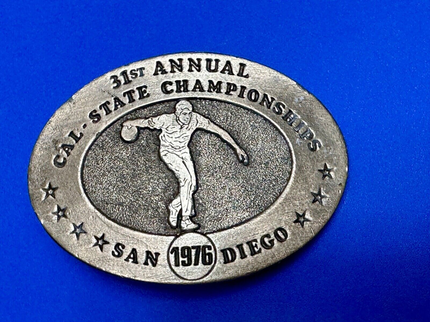 31st State Annual California Championship San Diego 1976 Bowling Belt Buckle