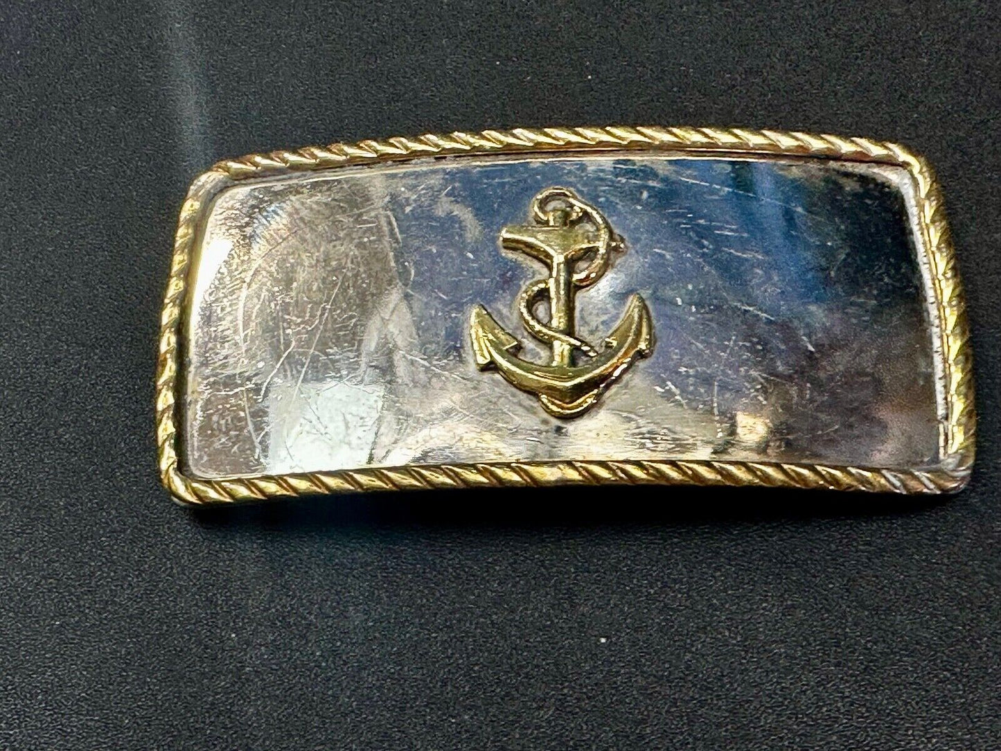 Vintage boat Anchor - Reflective two tone belt slide clip buckle