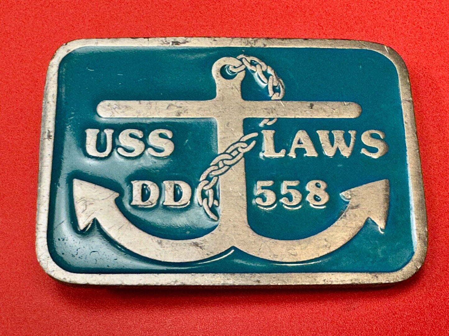 US Navy USS Laws DD-558 Destroyer Ship Boat Vintage Belt Buckle by CD Hit