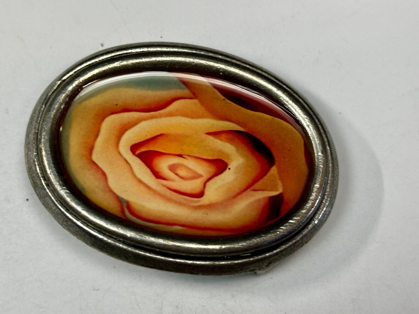 Beautiful Flower Rose Picture on Vintage Oval Women Belt Buckle by KBD