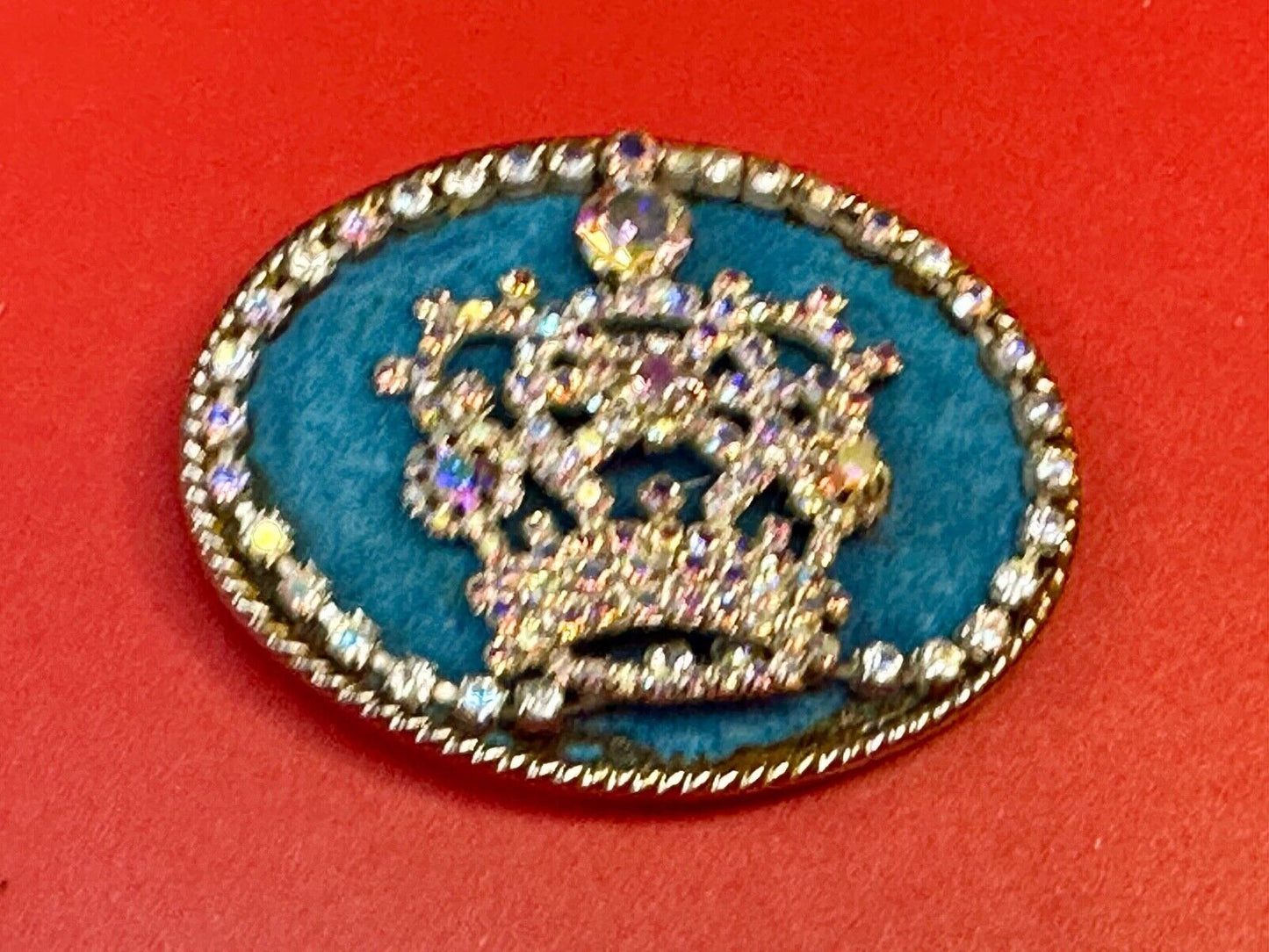 Bejeweled Gorgeous CROWN - Art artisan oval Belt Buckle