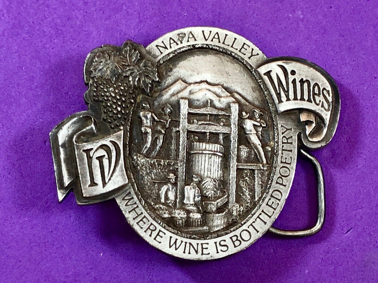 Vintage 1976 Napa Valley Bottling Ca belt buckle -Where Wine is Bottled Poetry
