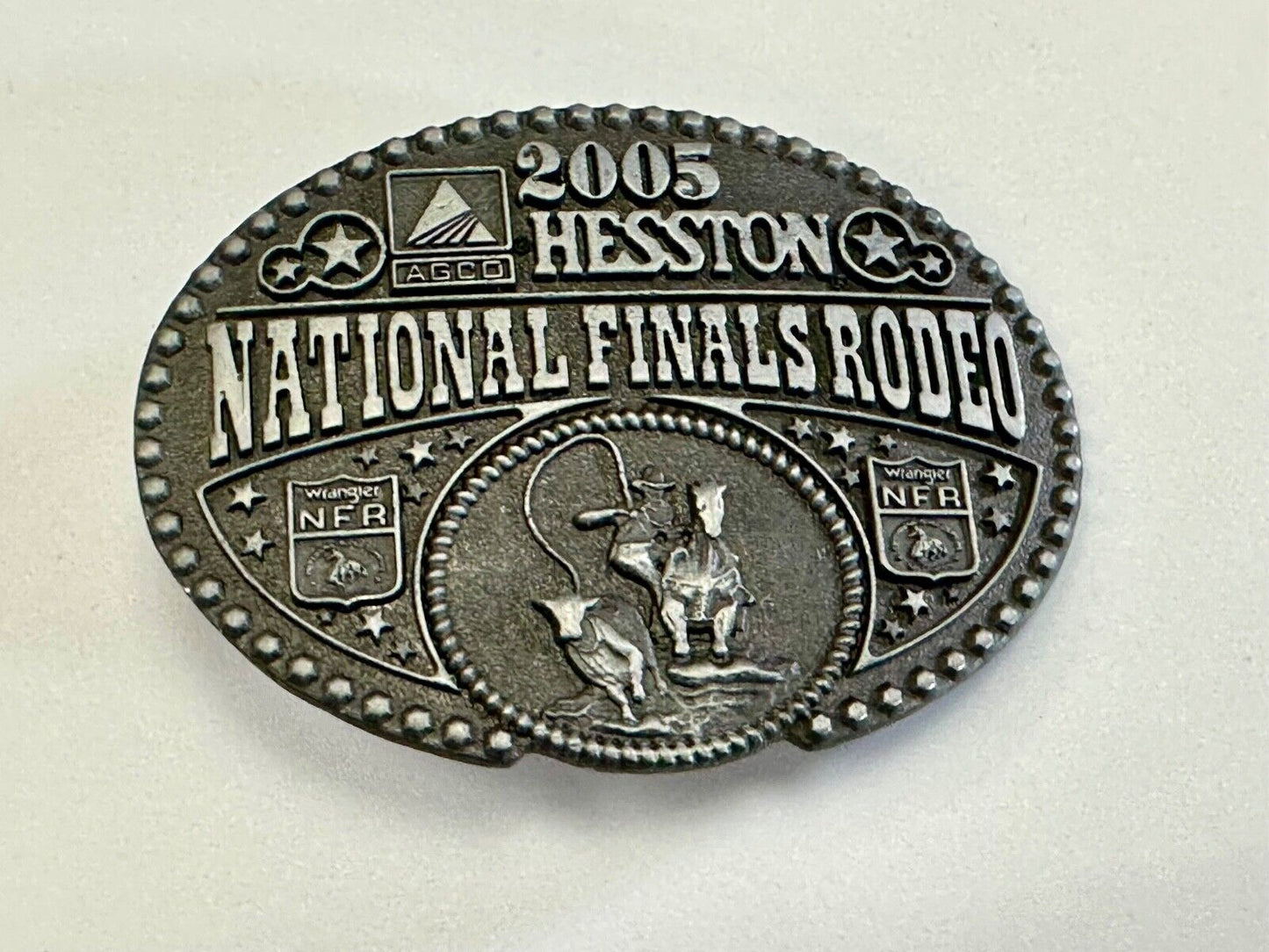 2005 youth Sized Hesston National Finals Rodeo Bull Riding Cowboys belt buckle
