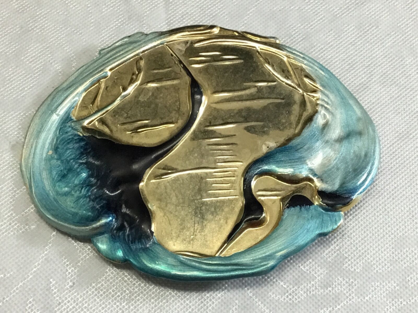 Vintage Charmant Belt Buckle, Turquoise Enamel Belt Buckle, Vintage Belt Buckle,