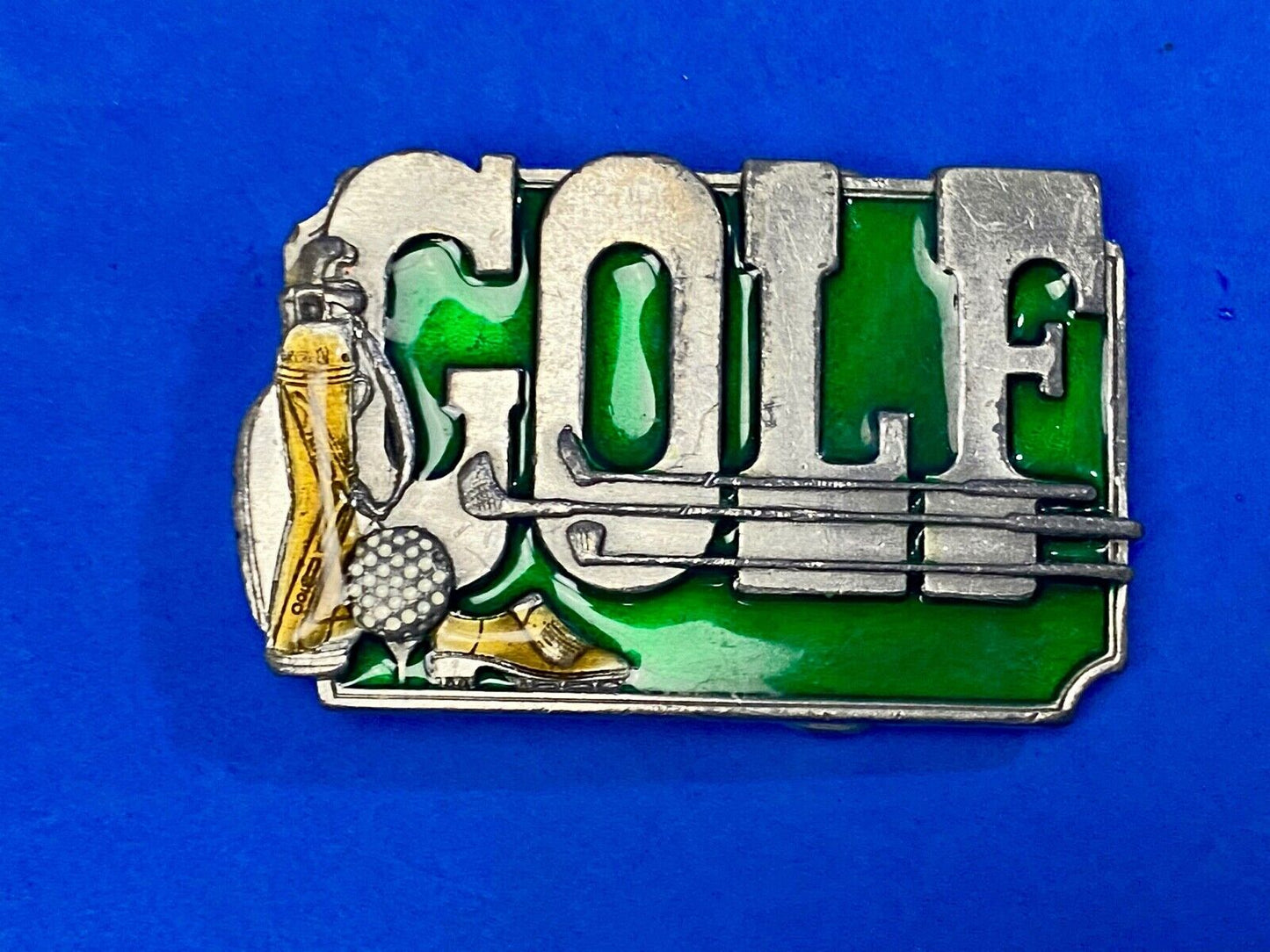 Vintage 1985 GOLF K-30 Lovers 3 D Metal Belt Buckle by Siskiyou perfect gift!