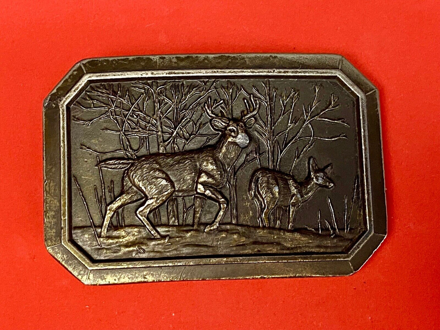 1976 The Deer In Nature - Great American Belt Buckle Co