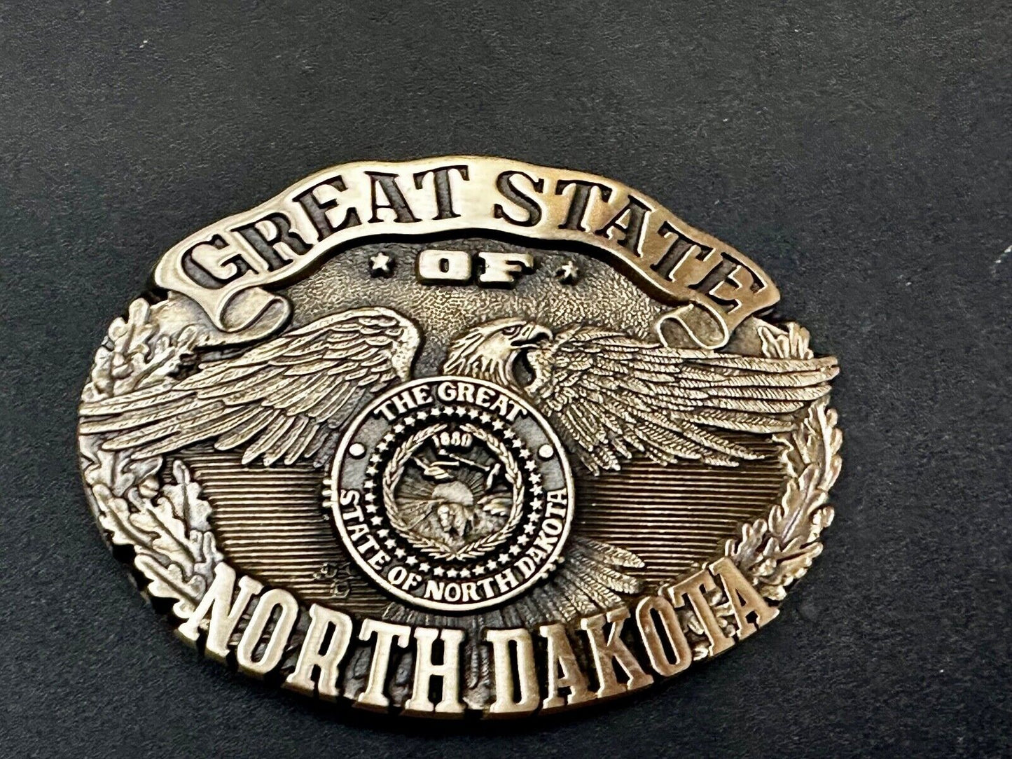 The Great State of North Dakota Vintage Award Design Medals 1st Edn Belt Buckle