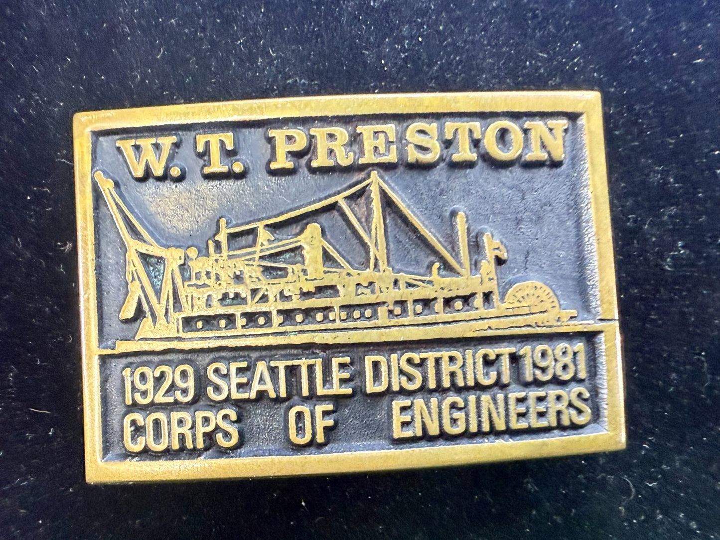 1929 Seattle District 1981 Corp of Engineer W.T Preston Solid Bronze Belt Buckle