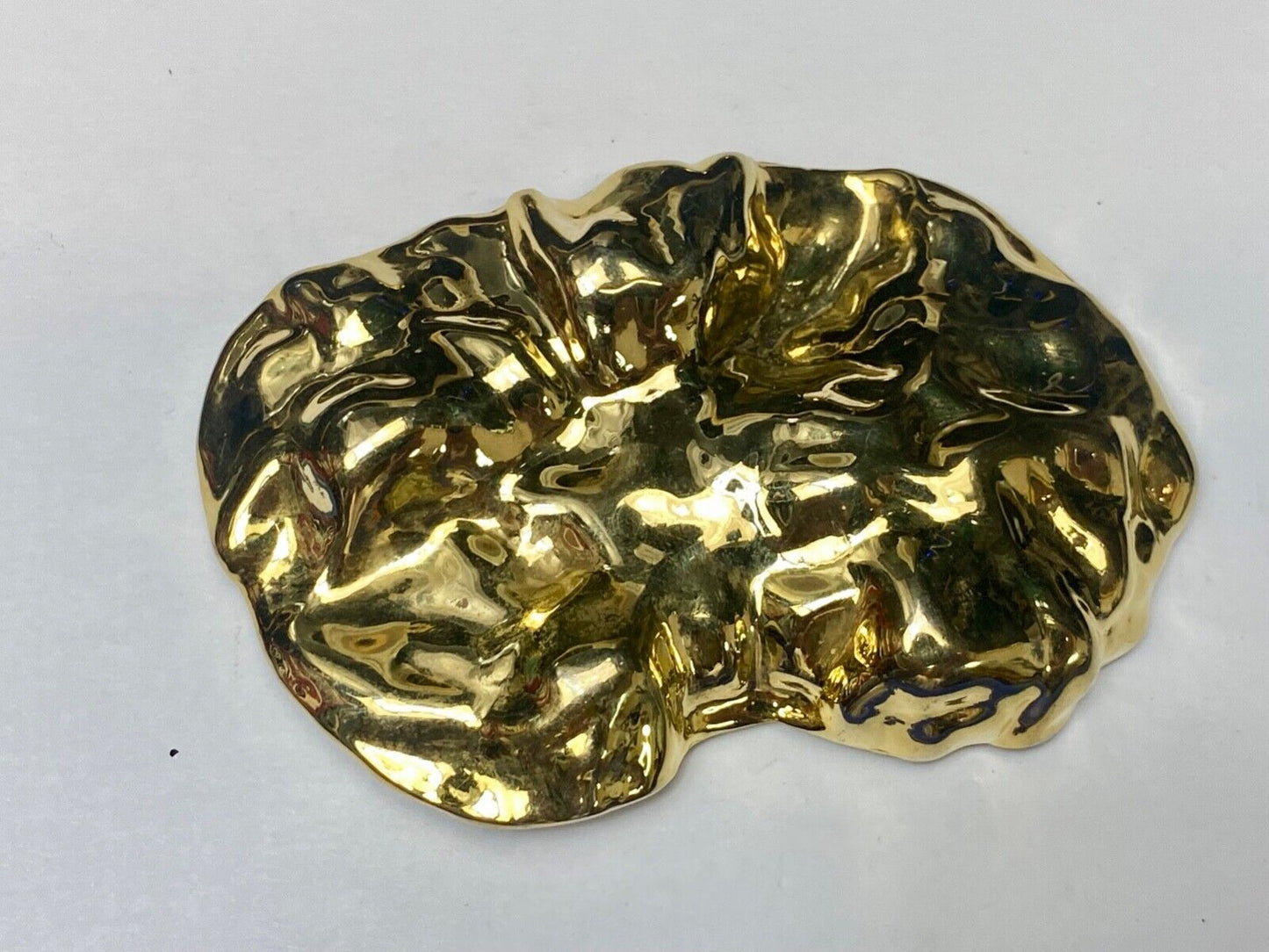 Vintage chunky gold tone crinkle pattern scarf slide