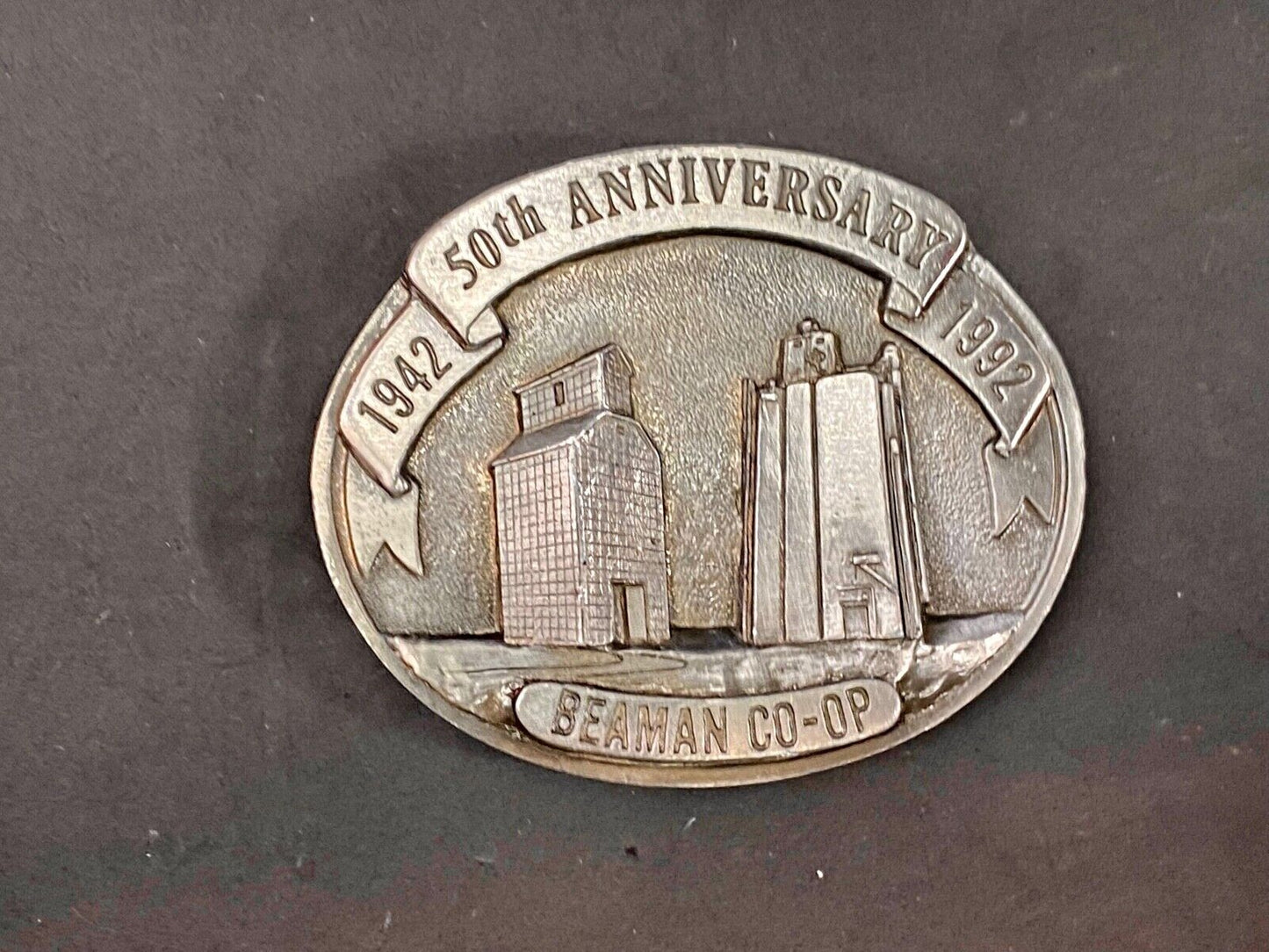 Beaman Co-Op 50Th Anniversary Iowa Feed Grain Farming Agriculture Belt Buckle
