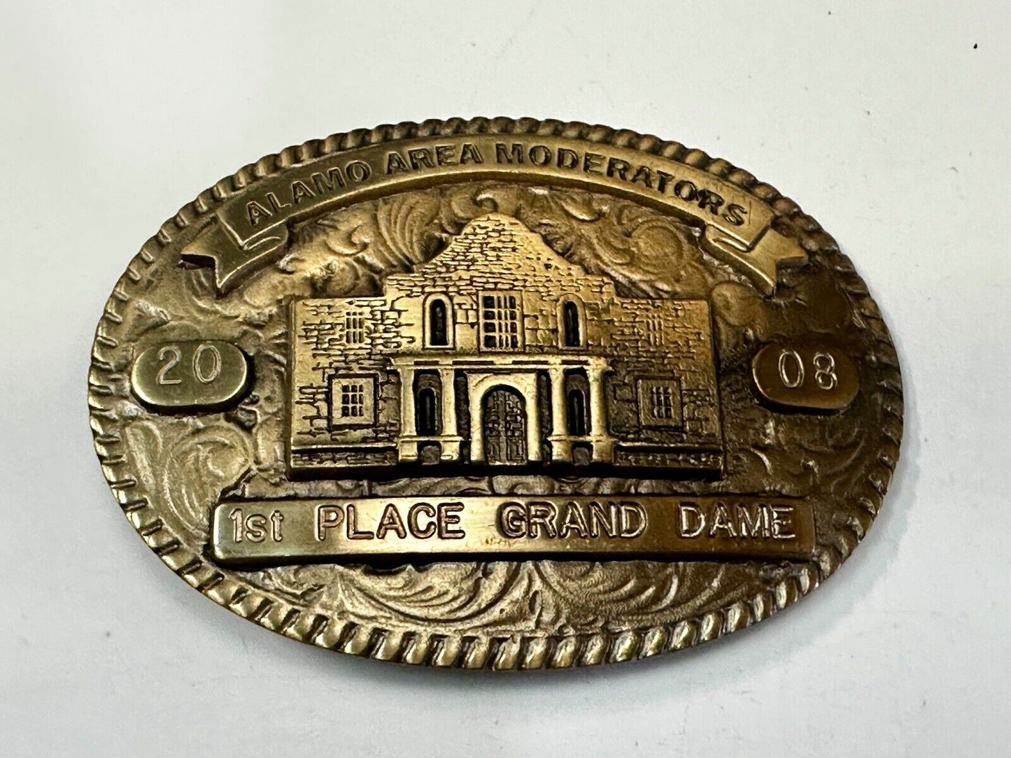 2008 Alamo Area Moderators 1st Place Grand Dame RARE Blue Bayou Belt Buckle