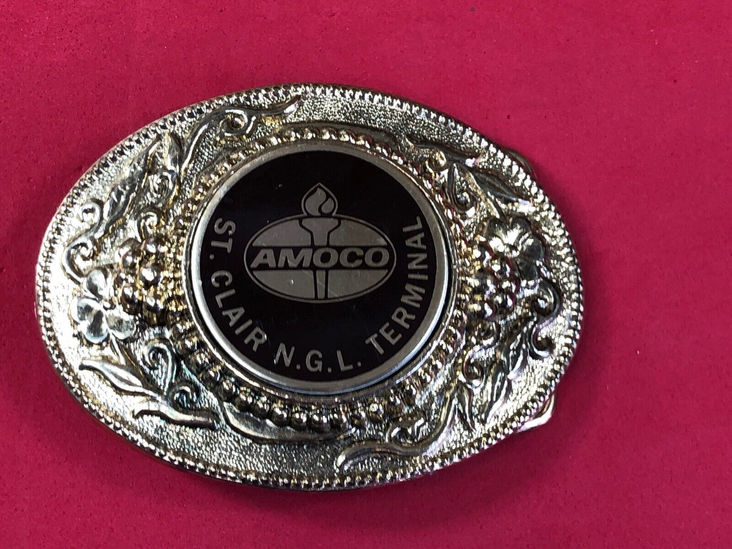 Beautiful AMOCO Advertising Center piece western Belt Buckle rope boarder