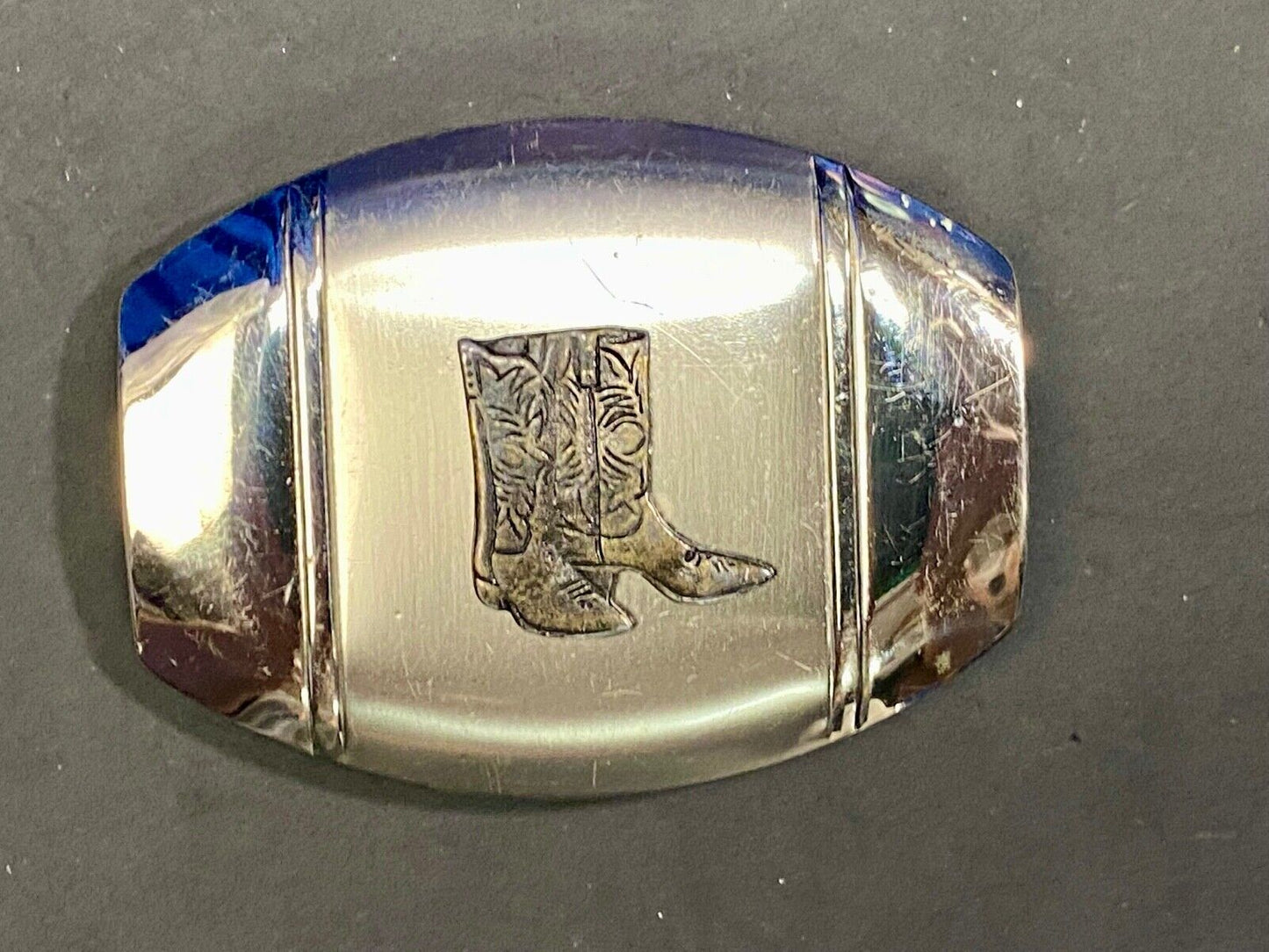 Vintage Cowboy Boots Centered On Western Oval Belt Buckle