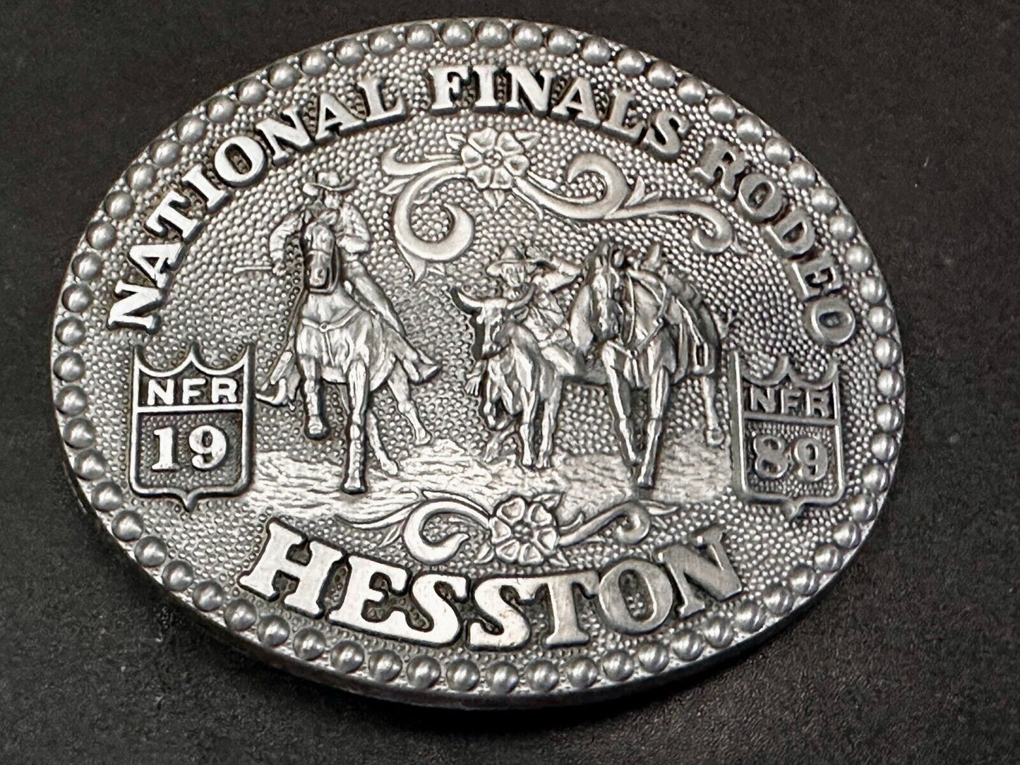 1989 ADM Hesston NFR National Finals Rodeo Cowboys Western Belt Buckle