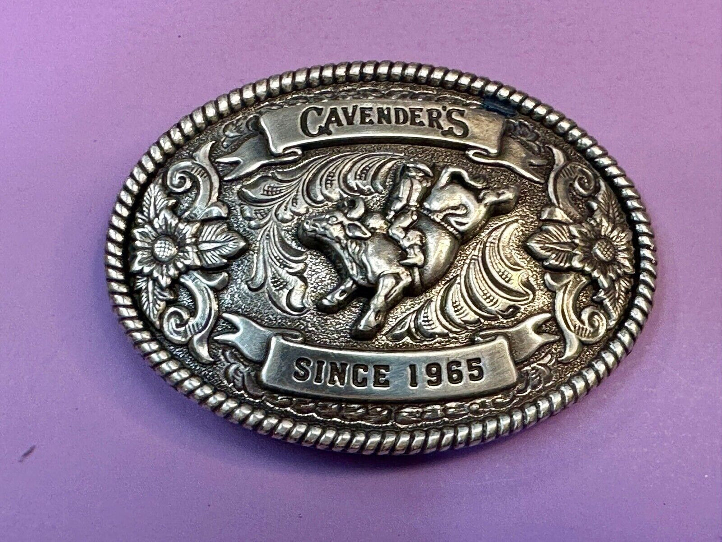 Vintage Cavender's Western Wear Cavenders Cowboy Belt Buckle “Since 1965”