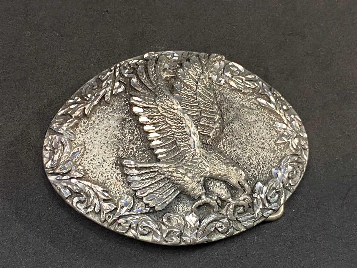 1993 Patriotic American Bald Eagle Western Diamond Cut Pewter Belt Buckle