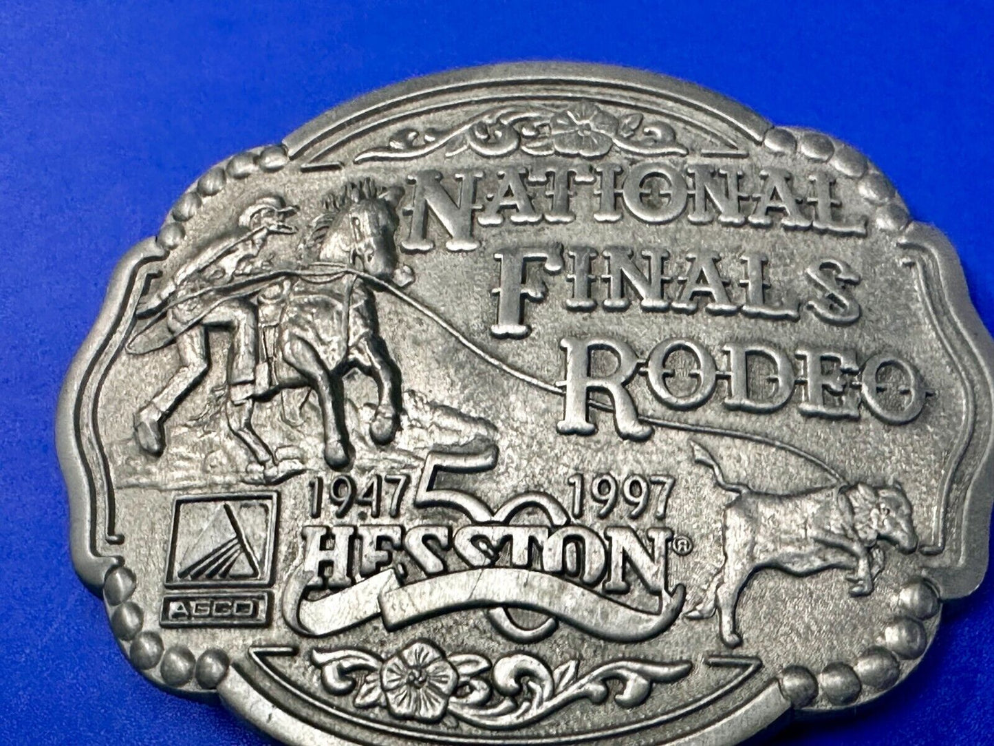 1997 ADM Hesston NFR National Finals Rodeo Cowboys Western Belt Buckle