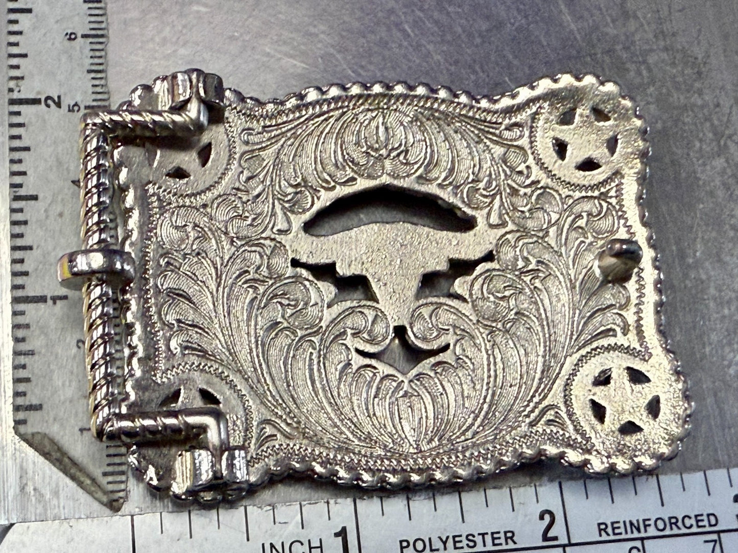 Texas Lonestar Longhorn Cow Bull Head Steer Silver Tone Cowgirls Belt Buckle