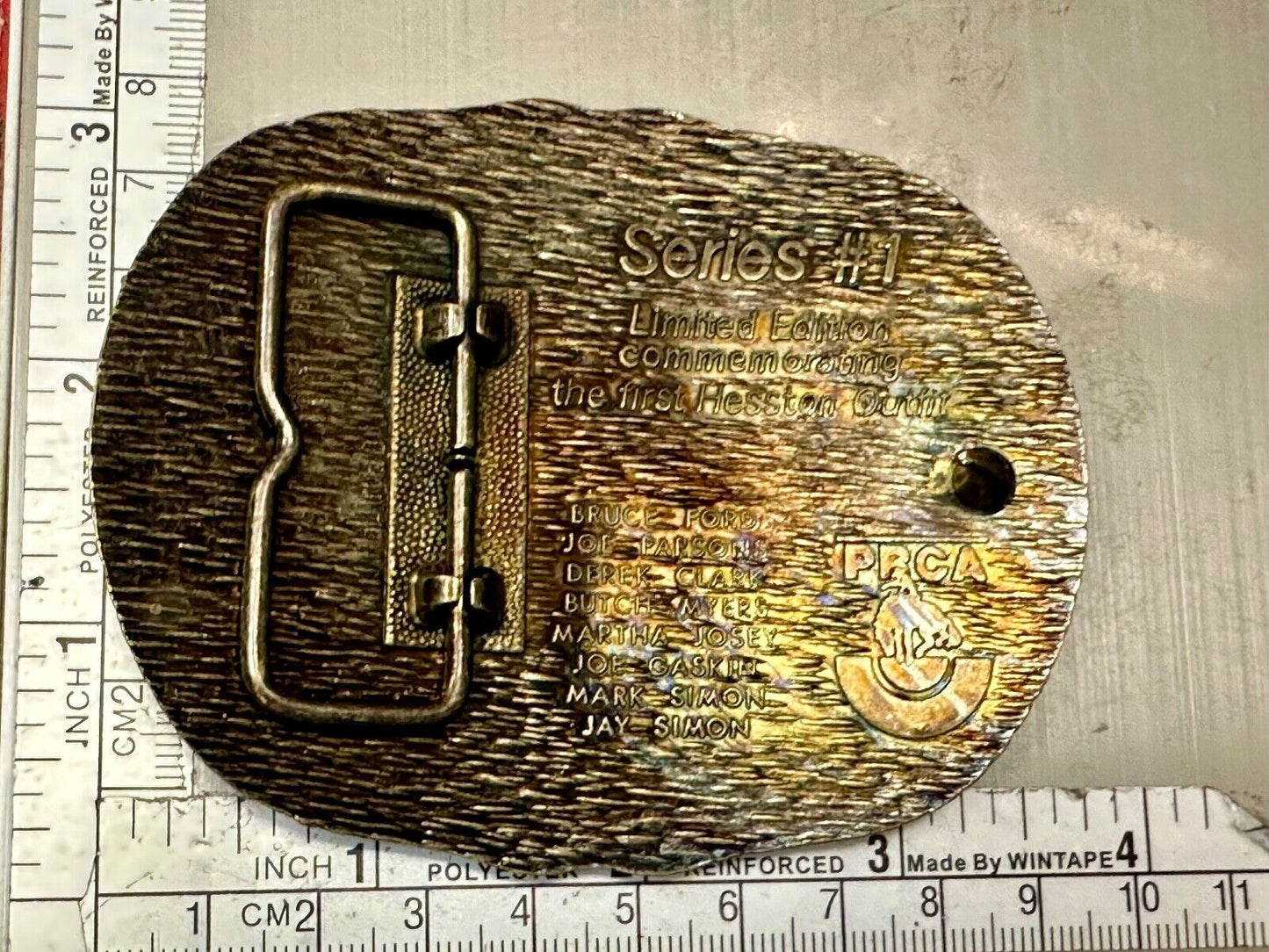1985 Hesston Outfit Tournament Rodeo Collectors PRCA First edition Belt Buckle