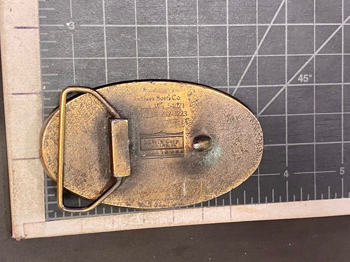 Vintage 1977 Jacques Seeds Farmers Feed The World Brass Tone Belt Buckle