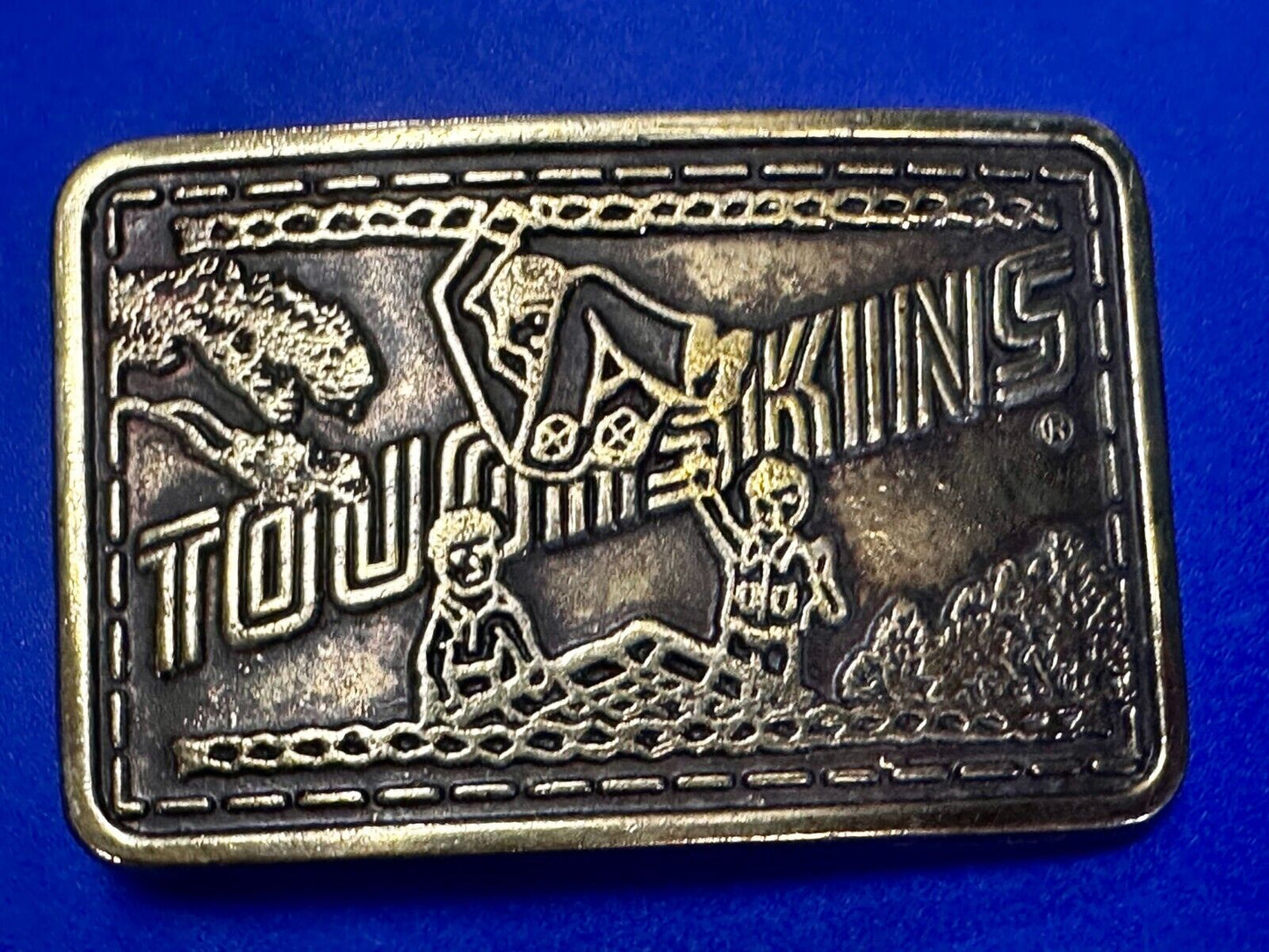 TOUGHSKINS JEANS Company Advertisement Brass Tone Vintage Belt Buckle