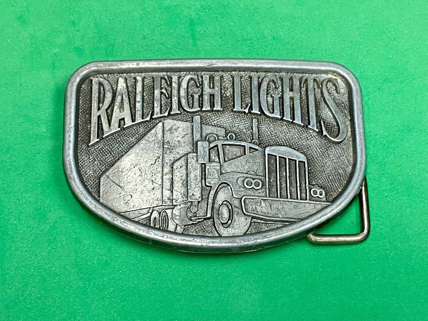 1970S Vintage Raleigh Lights Cigarettes Tobacco Semi Truck Trucker Belt Buckle