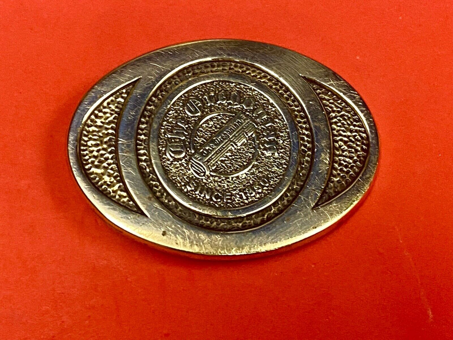 The Oregonian Portland News Paper Vintage Bts Brass Belt Buckle Since 1850