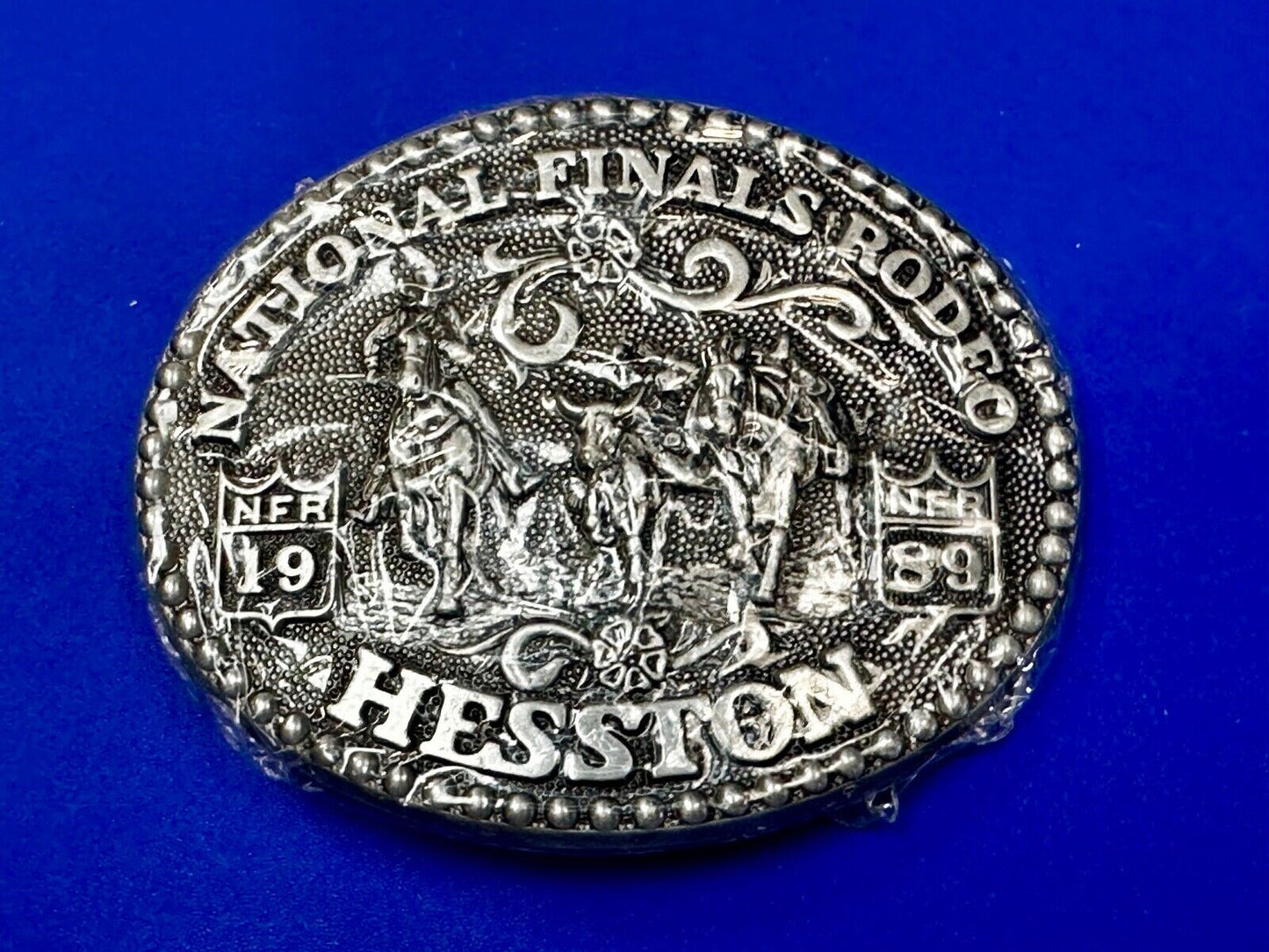 1989 Hesston National Finals Rodeo NFR NOS Collectors Adult Belt Buckle in wrap