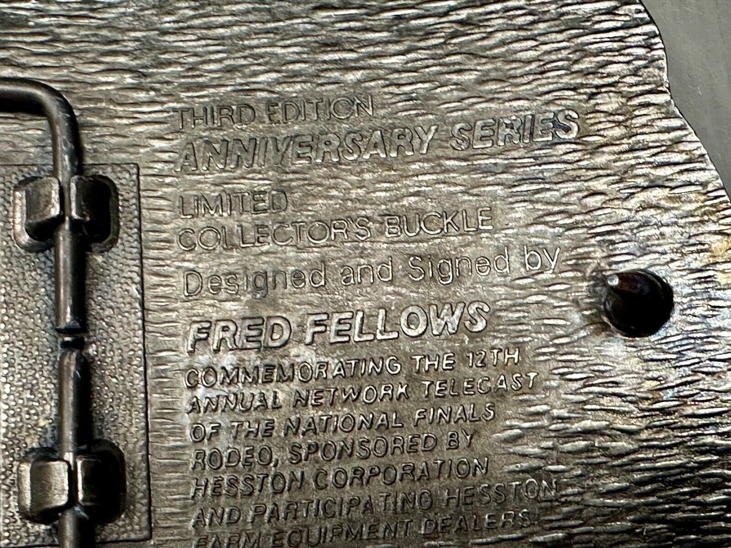 1985 NFR National Finals Rodeo Adult Size belt buckle by Fred Fellows
