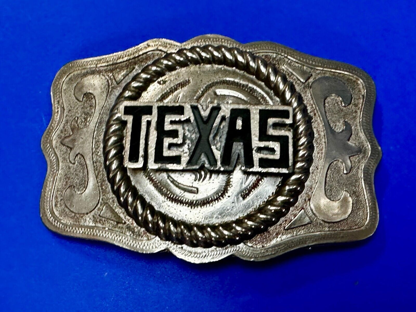 Texas State - Large Centerpiece Ornate Silver Tone Vintage Belt Buckle