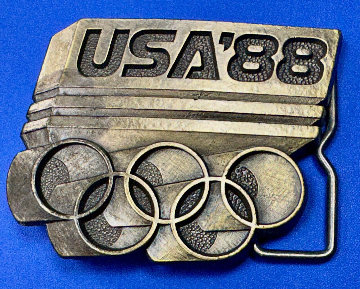 USA Olympic Games 1988 Five Ring Emblem logo belt buckle