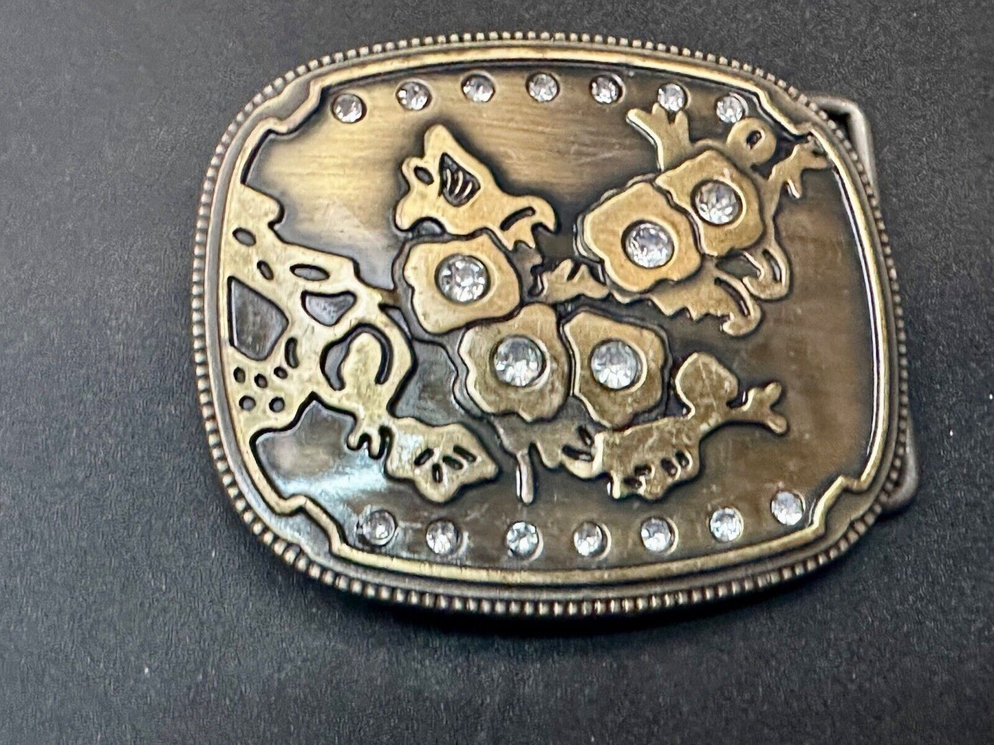 Abstract World MAP globe theme rhinestone accented belt buckle