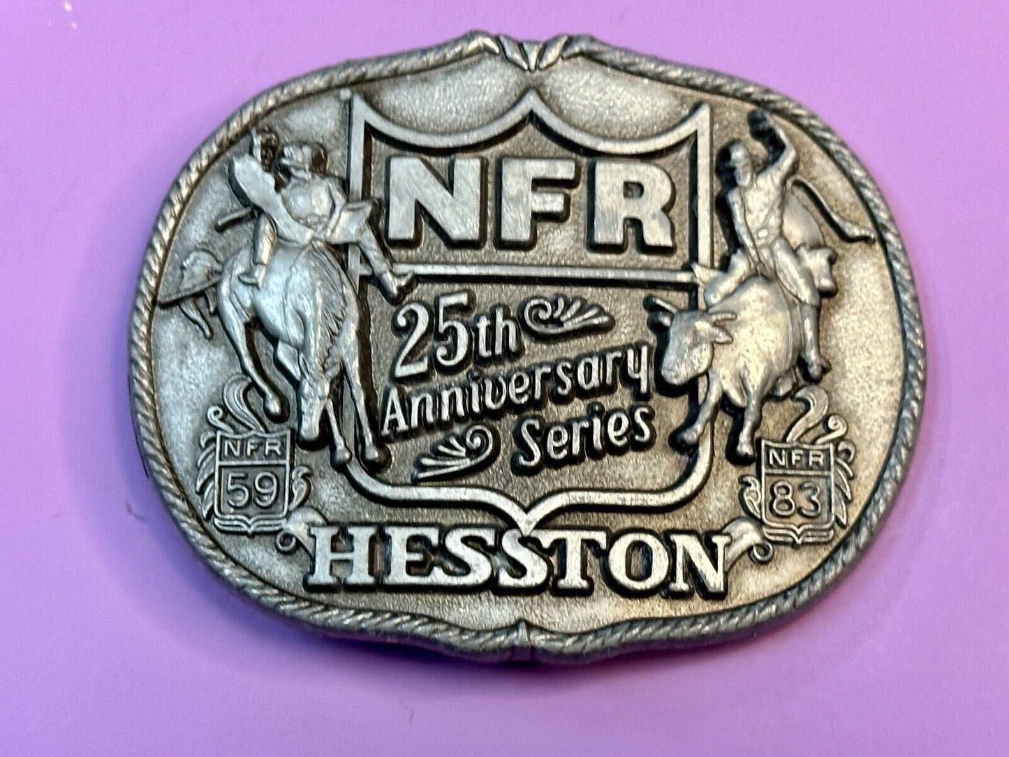 1983 HESSTON Belt Buckle NFR 25th Anniversary First Edition Limited Rodeo