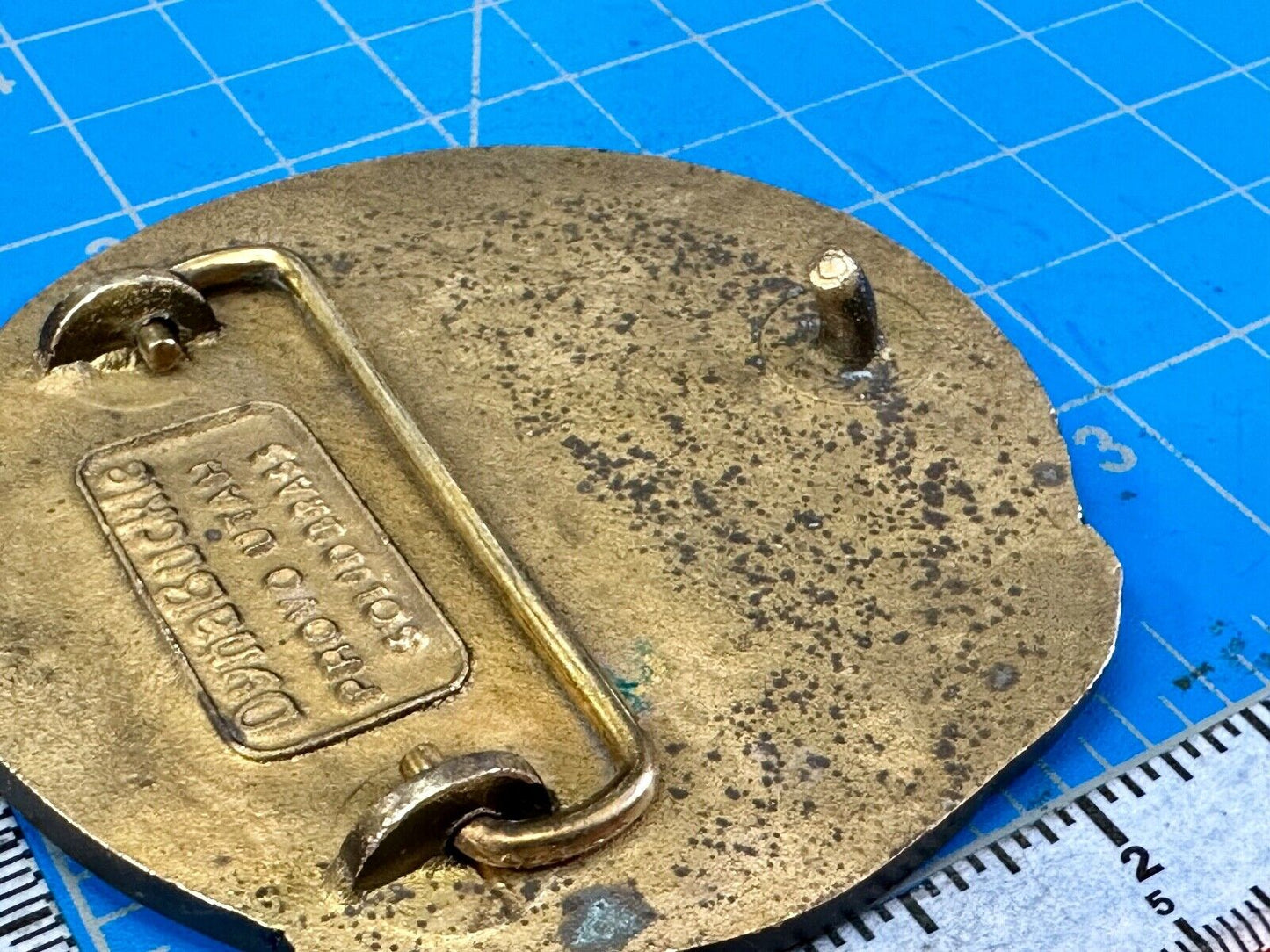 The Geological Society of America vintage solid brass round belt buckle