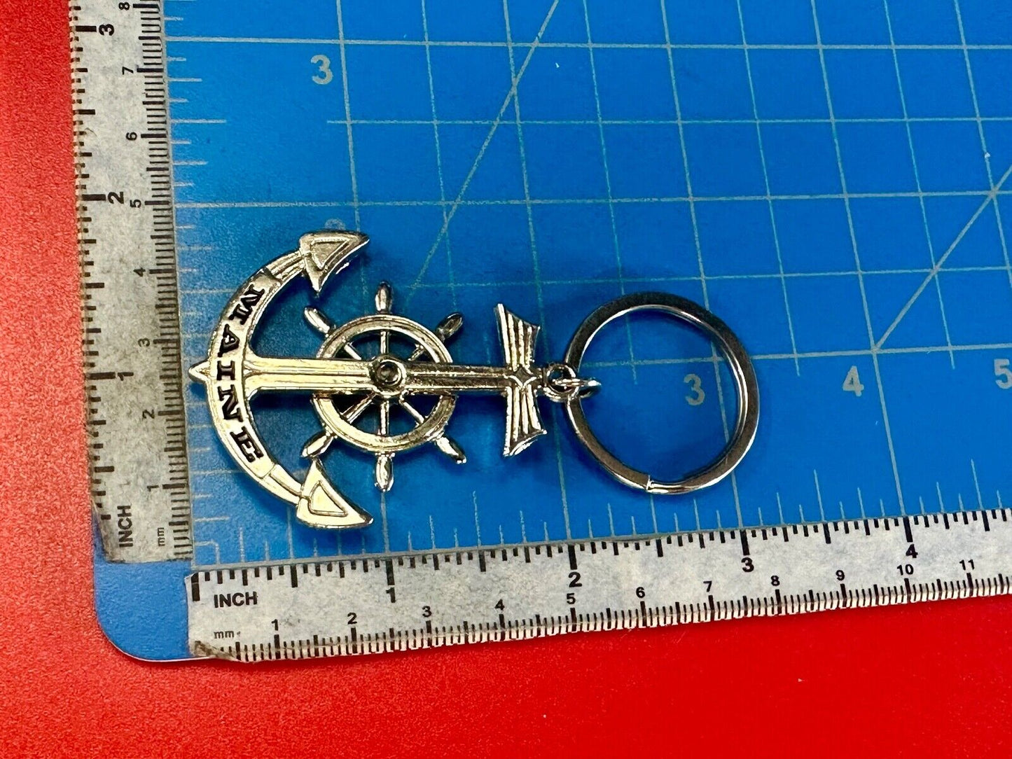 The great State of Maine Nautical Boat Anchor Wheel Keychain - Key Ring Chain