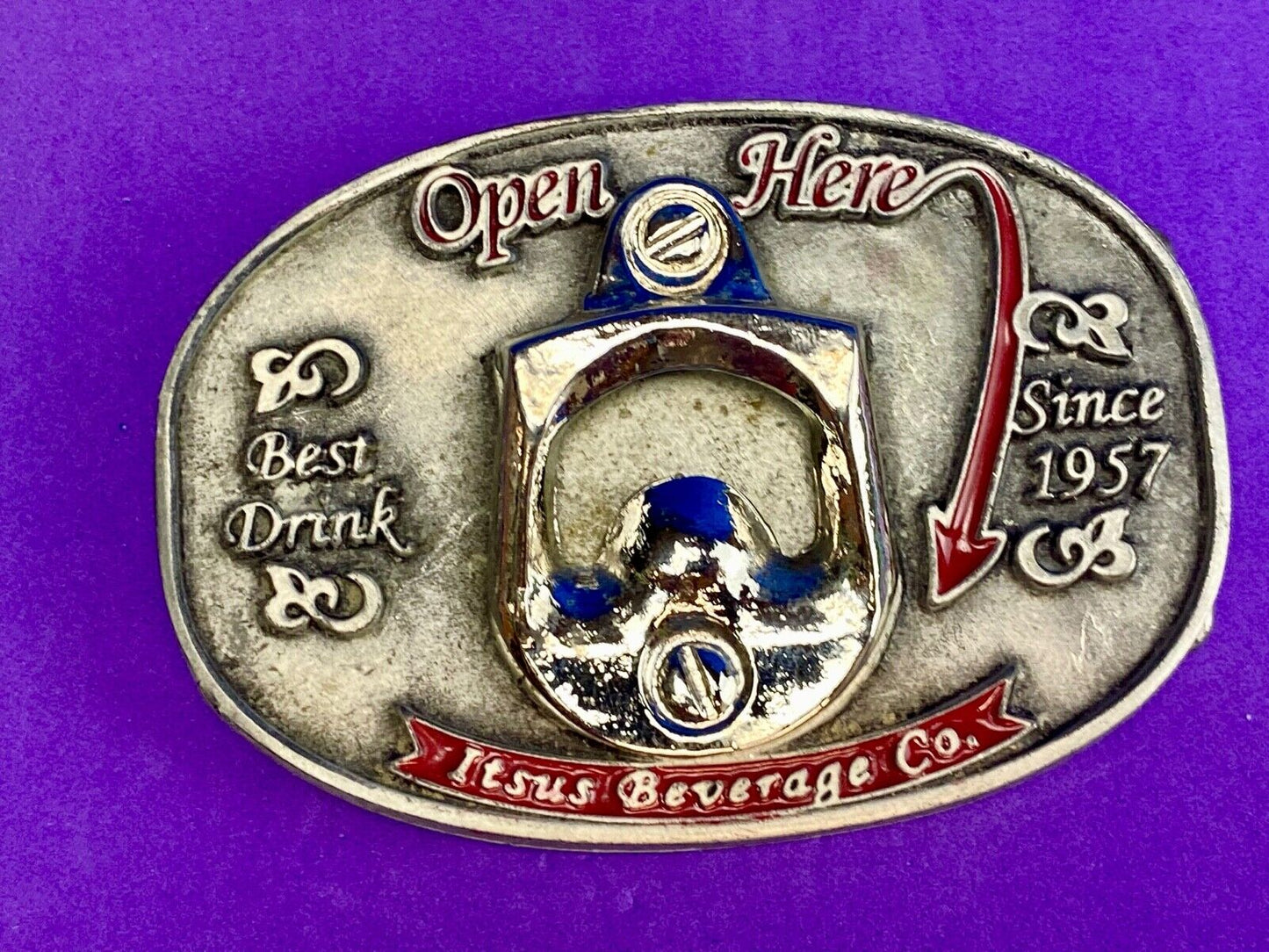 Vintage Bottle Opener Belt Buckle - Open Here - ultimate pickup line! maybe?