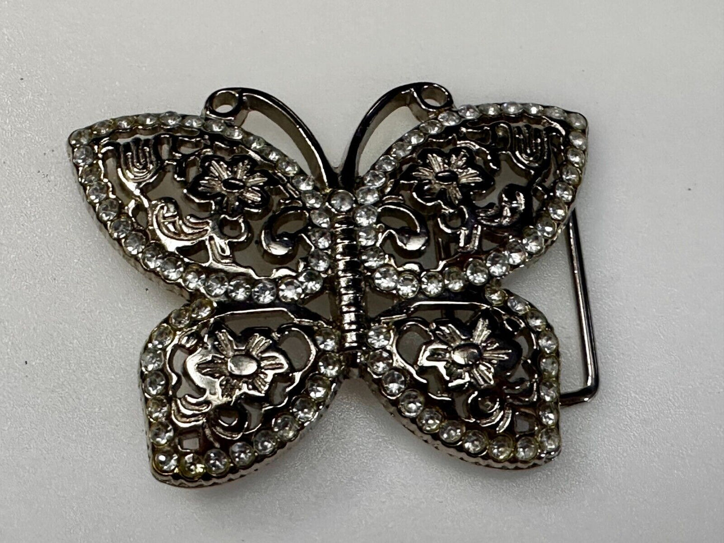 Beautiful Sparkling Butterfly Rhinestone Covered See Through Hippy Belt Buckle