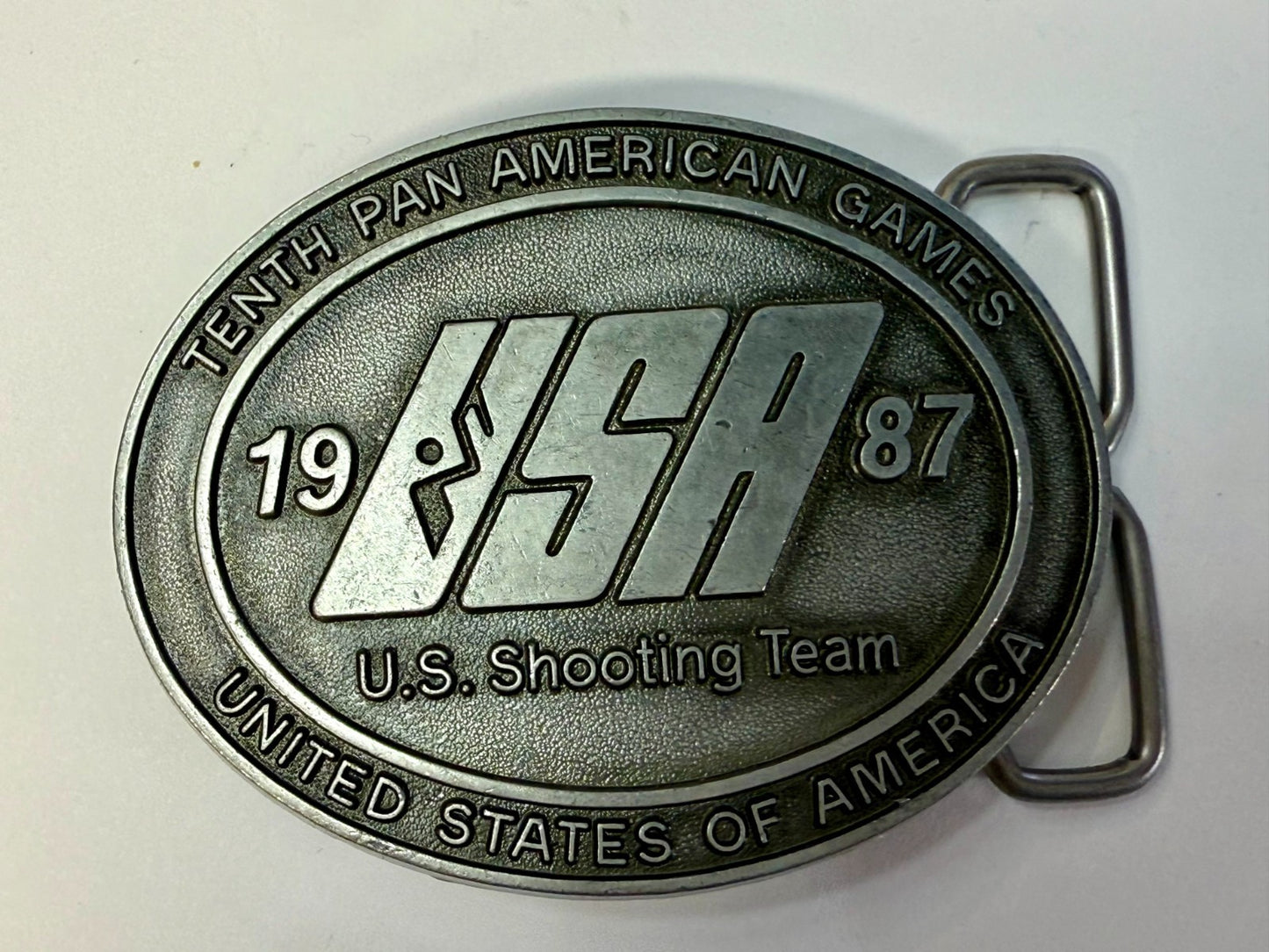 1987 USA U.S. Shooting Team Pan Am Games Commemorative NOS Belt Buckle