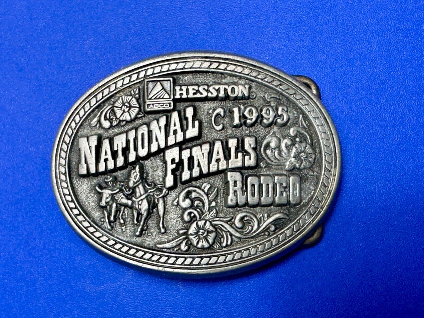 1995 Youth sz NFR National Finals Rodeo Award Design Medals Hesston belt buckle