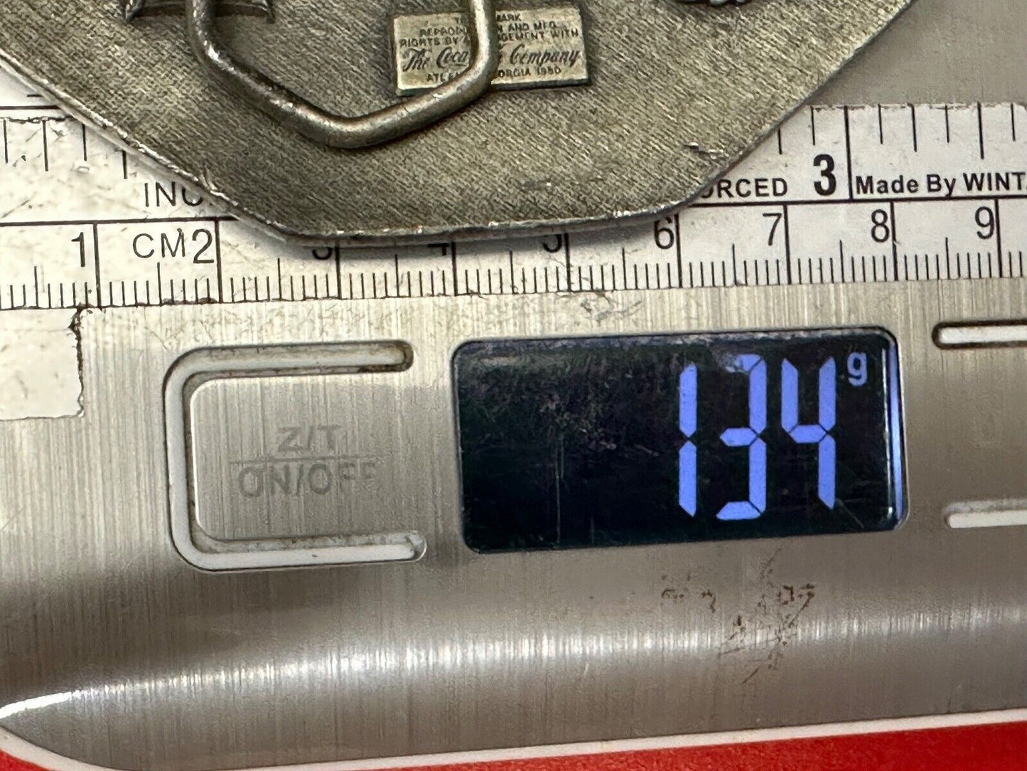 Vintage 1980 Coke a cola Belt Buckle Markatron Inc