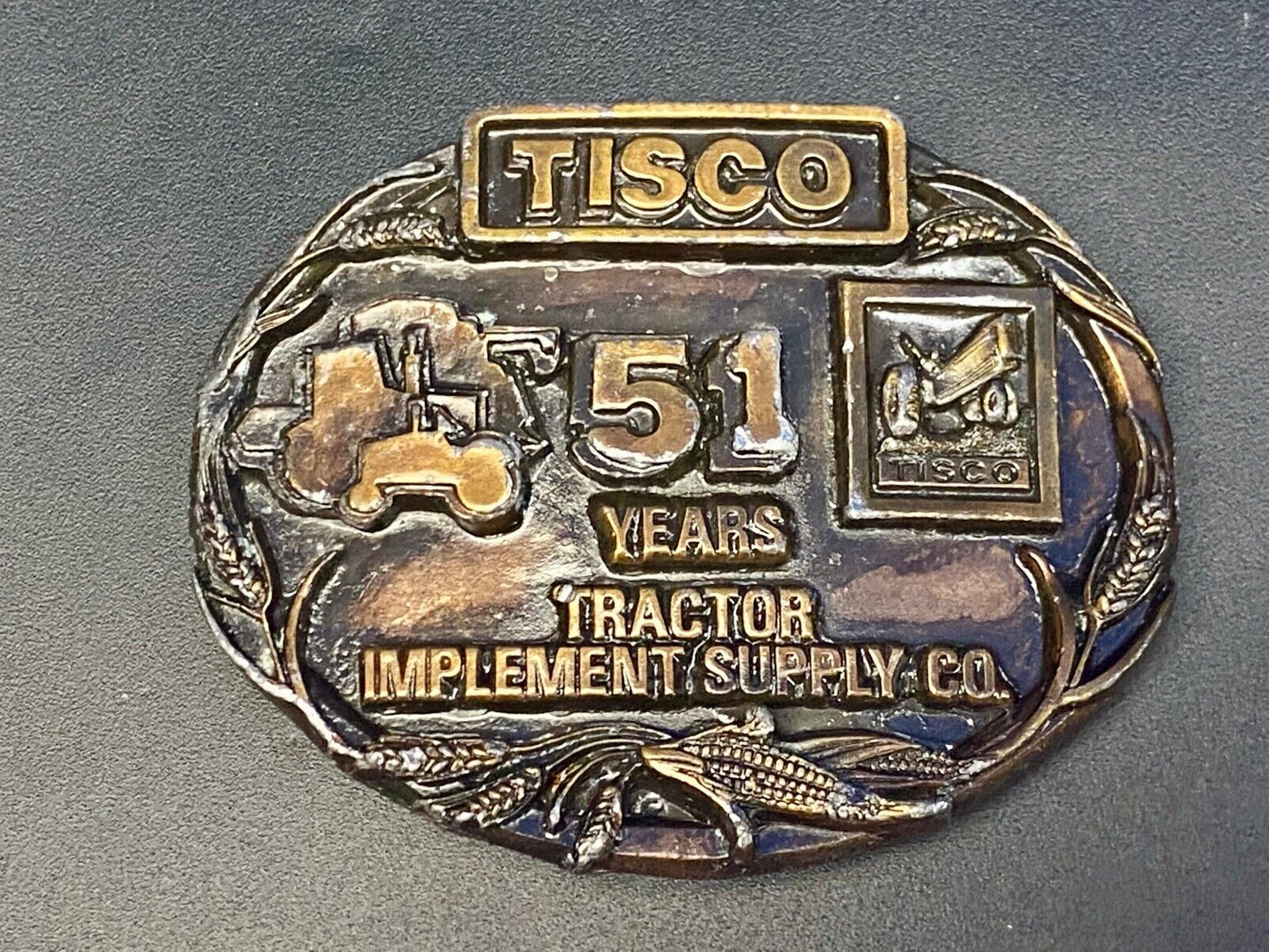 1988 Tisco Tractor Implement Supply Agriculture Farming 51 Year Belt Buckle