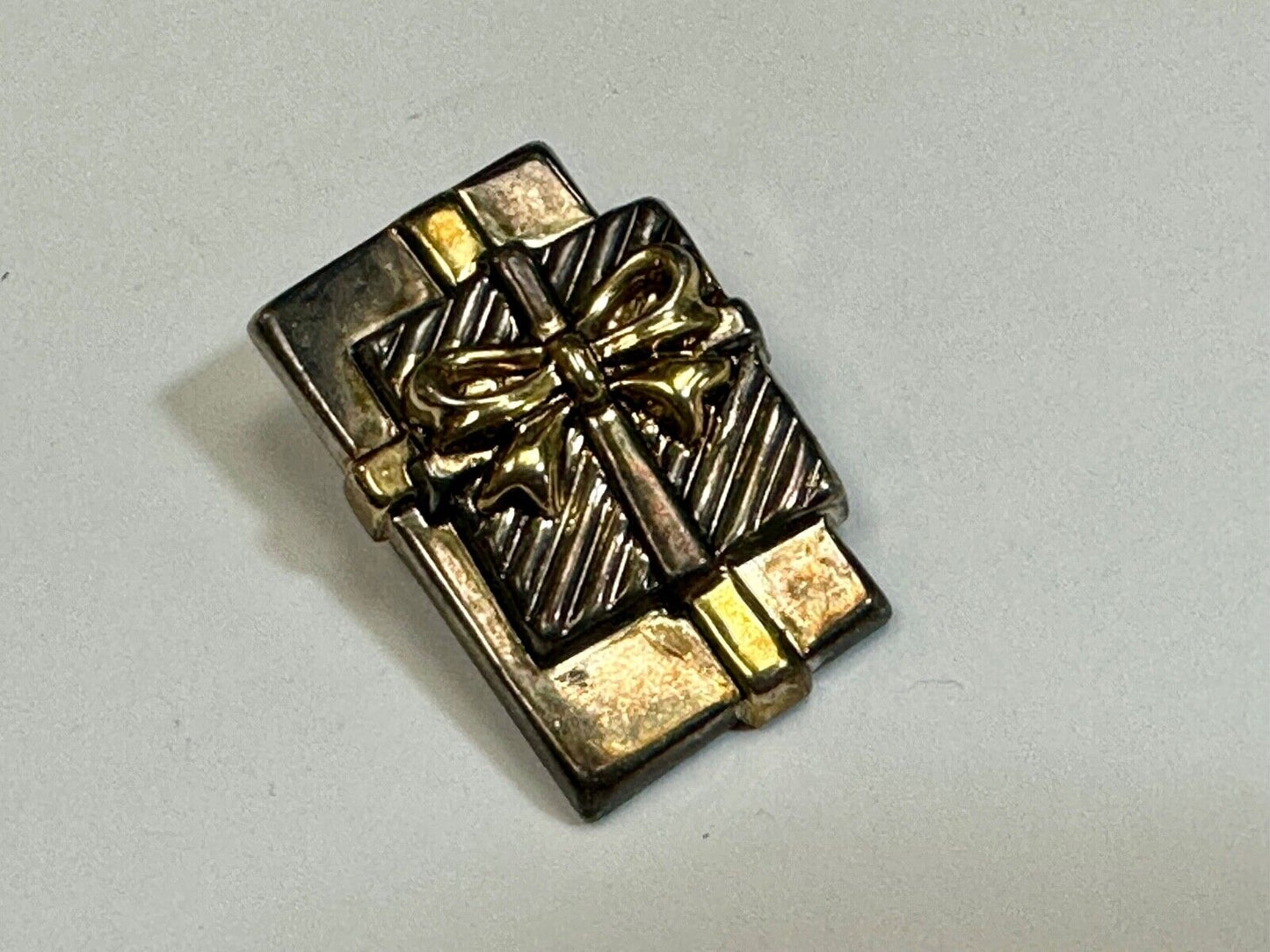 Vintage BEST Christmas Brooch Gift Present Gold Silver Two Tone Pin or PENDANT